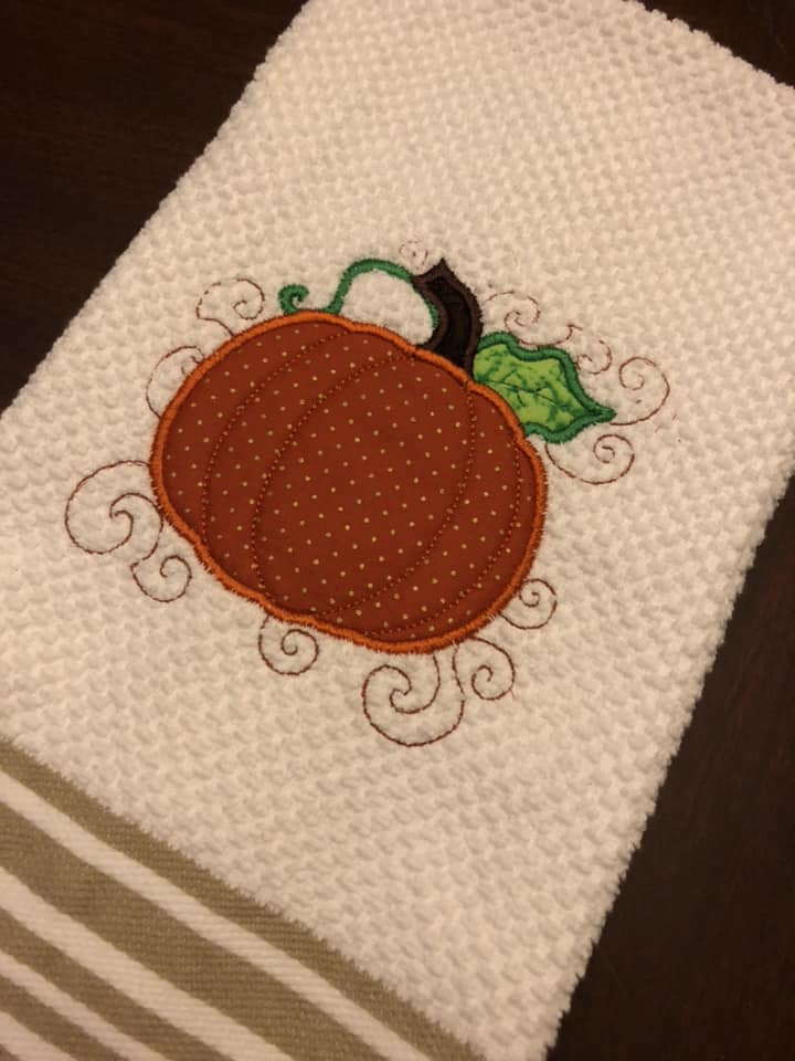 Swirly Fall Pumpkin machine Embroidery Design 6x10