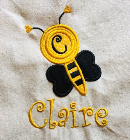 Monogram Frame Butterfly Bee Insect Machine Applique Embroidery Design