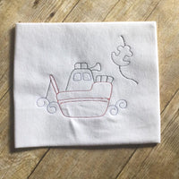 Colorwork Tug boat bean stitch Machine Embroidery Design 4x4