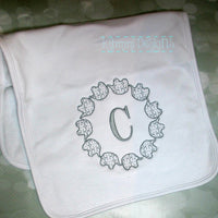 Baby Elephant Train Monogram Frame Motif