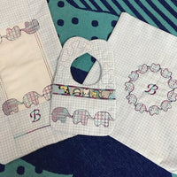 Baby Elephant Train Monogram Frame Motif