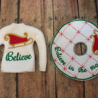 ITH Believe Elf Sweater Santa's Sleigh Shirt embroidery design