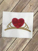Princess Crown Queen of Hearts Applique Machine Embroidery Design 6x10