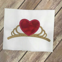 Princess Crown Queen of Hearts Applique Machine Embroidery Design 6x10