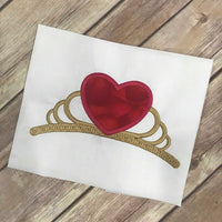 Princess Crown Queen of Hearts Applique Machine Embroidery Design 7x11