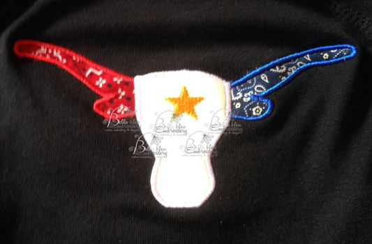 4th of July Texas Longhorn flag Applique