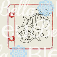 ITH In the Hoop Sea Fish Coloring Page Machine Embroidery Design 4x4 5x7 6x10