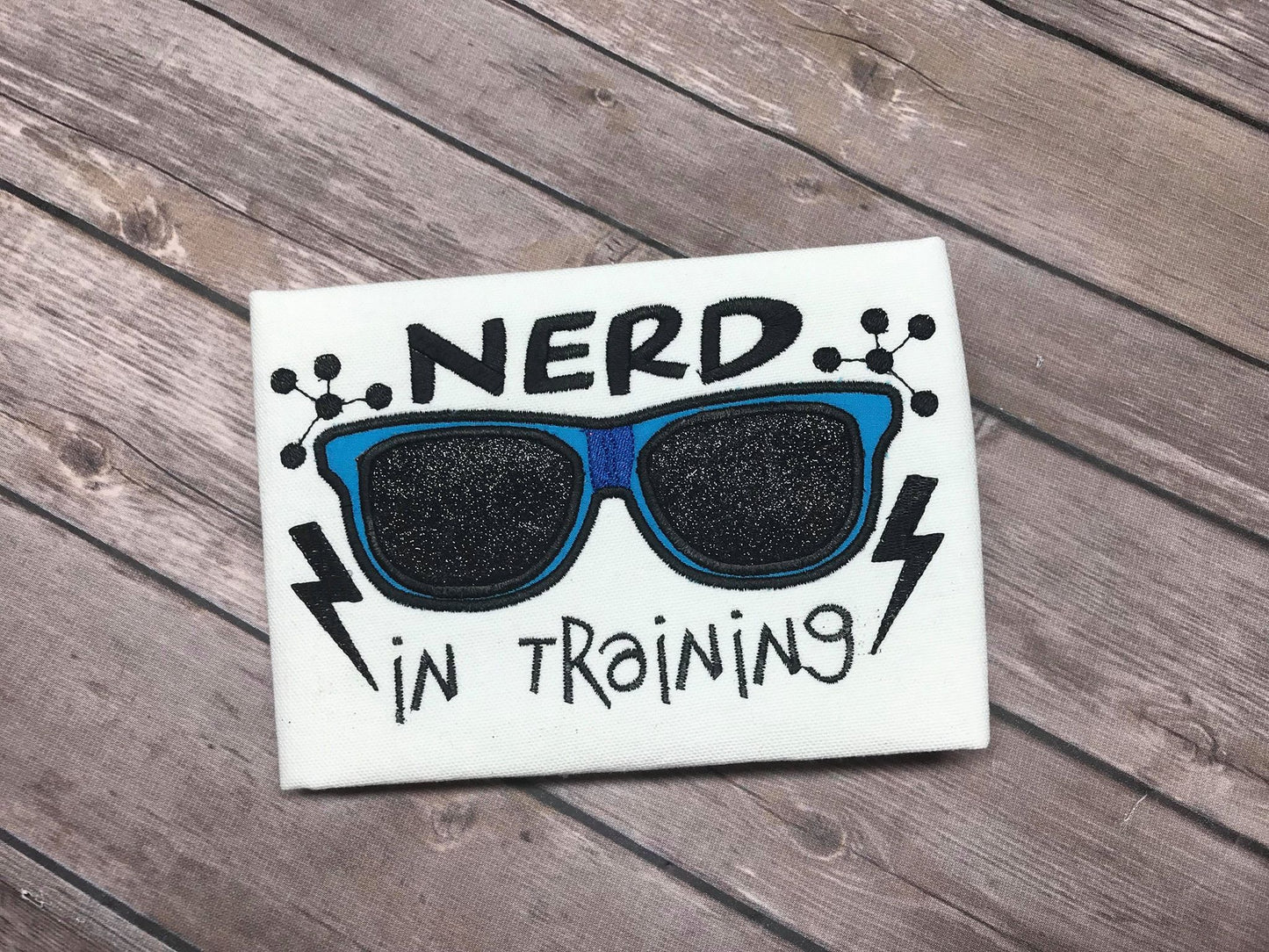 Nerd in Training back to school applique machine embroidery design