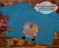 Vintage Truck with Easter Bunny & Eggs Applique Embroidery Design