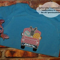 Vintage Truck with Easter Bunny & Eggs Applique Embroidery Design