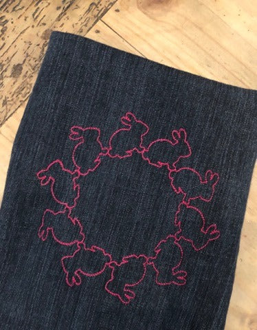 5x5 Bunny Monogram Circle Frame | Bella Bleu Embroidery