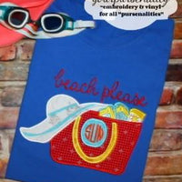 Beach Bag Summer Monogram applique Machine Embroidery design