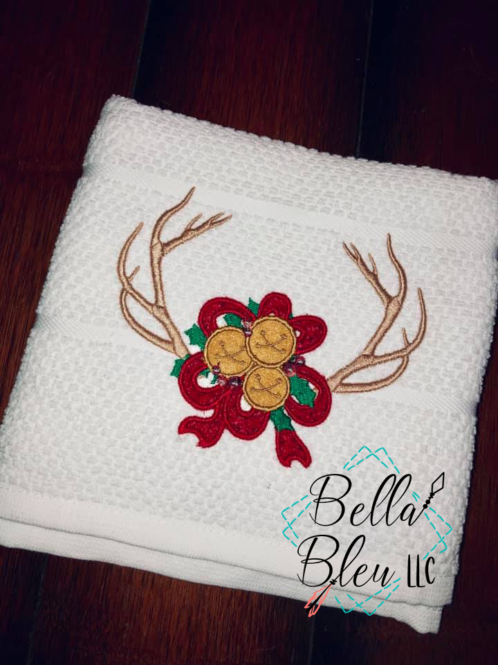 Christmas Antlers & Bells Machine Applique Embroidery design
