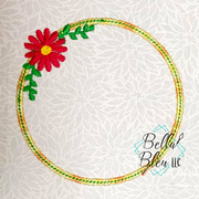 Floral Circle Monogram Frame Embroidery Design