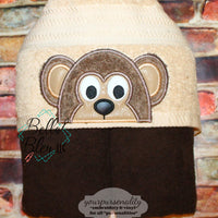 Monkey Hooded Towel Topper Peeker Machine Applique Embroidery Design