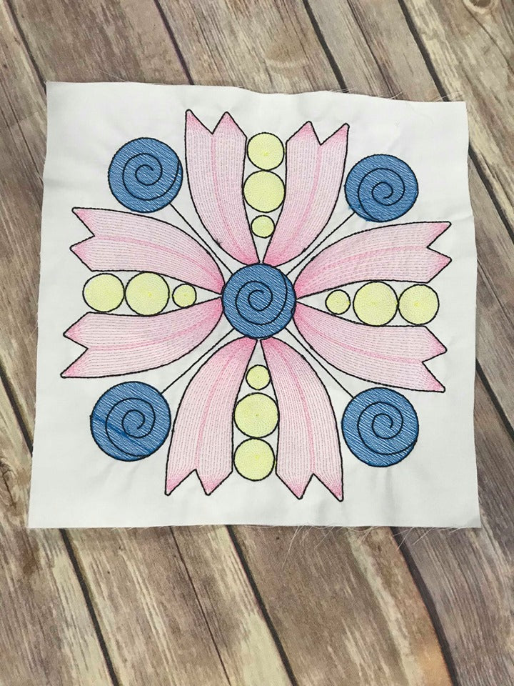 Modern Tulip Floral Flower Quilt Block Quilting Motif Machine Embroidery design stipple