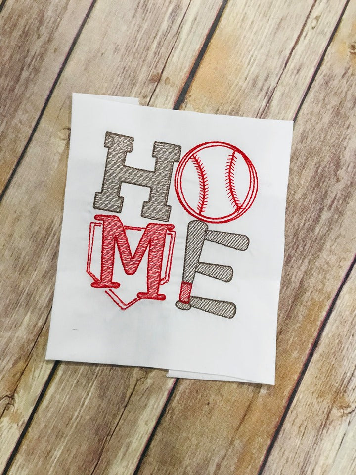 Sketchy Baseball Home plate ball Machine Embroidery Design