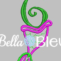 Number 6 #6 Applique Mermaid Tail machine embroidery design