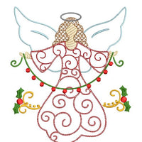 Christmas Angel Bean Swirl Machine Embroidery Design