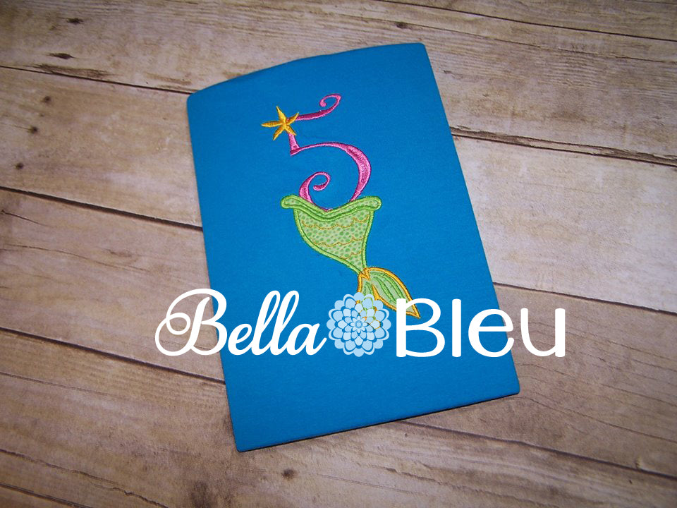 Number 5 #5 Applique Mermaid tail machine embroidery design