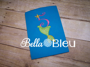Number 5 #5 Applique Mermaid tail machine embroidery design