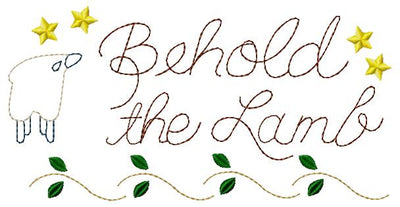 Behold the Lamb Redwork Machine Embroidery