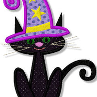 Halloween Witch Black Cat Applique