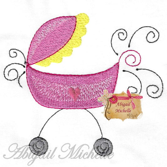 Baby Carriage Embroidery Design