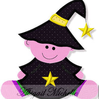 Baby Witch Applique  Embroidery Design