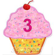 Birthday Cupcake Numbers Set  Applique