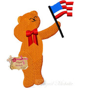 Bear with American Flag Machine Embroidery