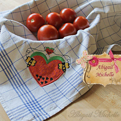 Buggy Watermelon heart Applique Machine Embroidery