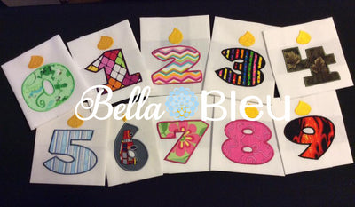 Birthday Candle Candles Numbers Font Machine Applique Embroidery design