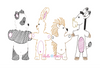 Bean stitch Zoo Trio Animals Panda, Rabbit, Donkey, Porcupine machine embroidery design