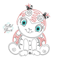 Quick Stitch Girl Ladybug Insect Bug Machine Embroidery Design COLORWORK