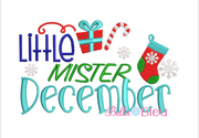 Christmas Little Mister December machine embroidery design