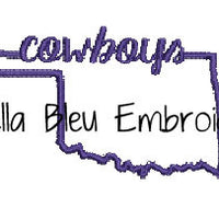 State of Oklahoma with Signature Cowboys baseball hat cap machine embroidery design