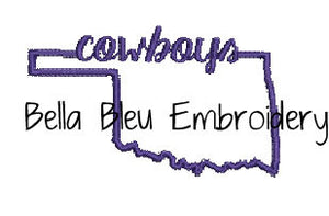 State of Oklahoma with Signature Cowboys baseball hat cap machine embroidery design