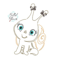 Quick Stitch Girl Snail Insect Bug Machine Embroidery Design COLORWORK