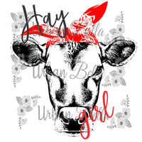 Hay Girl Cow with Bandana Sublimation png file