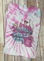 Breast Cancer Awareness with Witches Sisters Tie Dye Shirt Pink