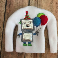 Birthday Robot Elf Sweater In the hoop ith embroidery design