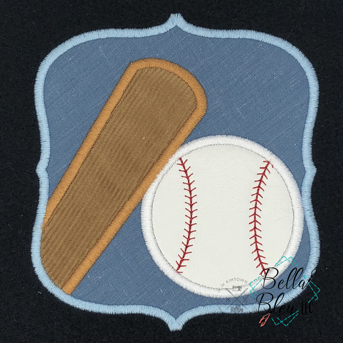 Softball Baseball Bat Ball Frame Machine Applique Embroidery Design