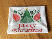 Retro Sketchy Merry Christmas Tree and Bulbs machine embroidery design