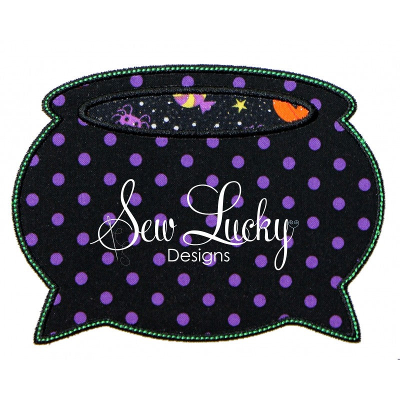 Cauldron Halloween Witches Brew Pot Bella Bleu Embroidery