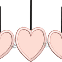 Trio Valentines Heart Applique Machine Embroidery Design