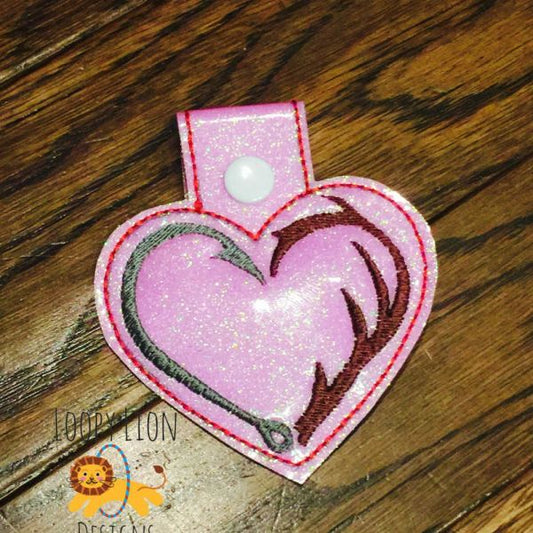 Hunting & Fishing heart Snap Key Fob