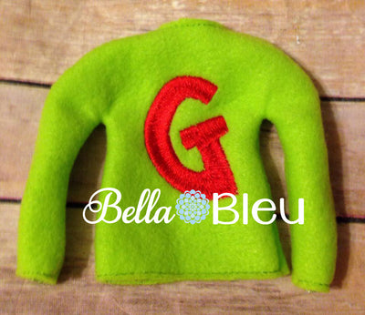ITH Elf Grinchy Alphabet Sweater Shirt Machine Embroidery Design