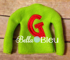 ITH Elf Grinchy Alphabet Sweater Shirt Machine Embroidery Design