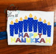 Hanukkah Jewish Menorah Applique Sketchy